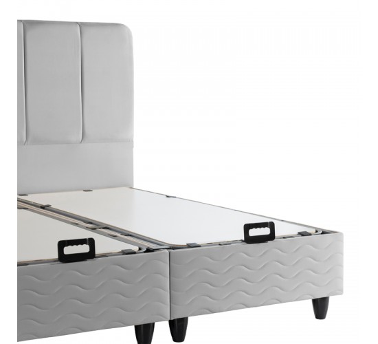 Κρεβάτι διπλό Lunda με αποθηκευτικό χώρο γκρι βελούδο 160x200εκ 424-000018
