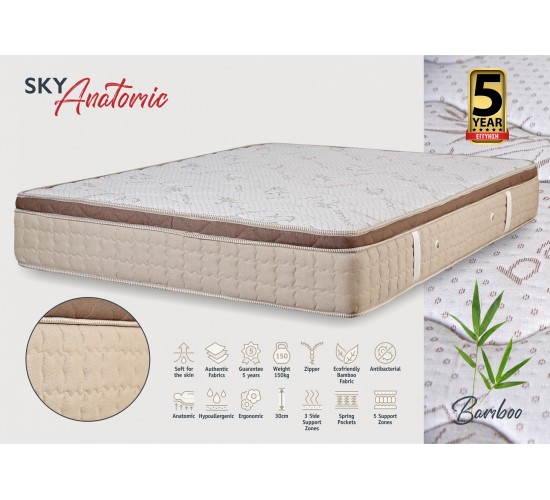 KPS ΣΤΡΩΜΑ ΜΕ ΑΝΩΣΤΡΩΜΑ SKY ANATOMIC 150X200X30EK ΒΑΜΒΟΟ 08.02.93 5048 KPS ΣΤΡΩΜΑ ΜΕ ΑΝΩΣΤΡΩΜΑ SKY ANATOMIC 150X200X30EK ΒΑΜΒΟΟ 08.02.93 5048