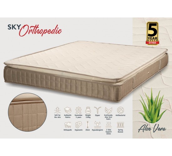 KPS ΣΤΡΩΜΑ ΜΕ ΑΝΩΣΤΡΩΜΑ SKY ORTHOPEDIC 100X200X26 ALOE VERA 08.02.128 5218 KPS ΣΤΡΩΜΑ ΜΕ ΑΝΩΣΤΡΩΜΑ SKY ORTHOPEDIC 100X200X26 ALOE VERA 08.02.128 5218