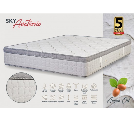 KPS ΣΤΡΩΜΑ ΜΕ ΑΝΩΣΤΡΩΜΑ SKY ANATOMIC 120X190X30EK ARGANOIL 08.02.80-1 5581 KPS ΣΤΡΩΜΑ ΜΕ ΑΝΩΣΤΡΩΜΑ SKY ANATOMIC 120X190X30EK ARGANOIL 08.02.80-1 5581