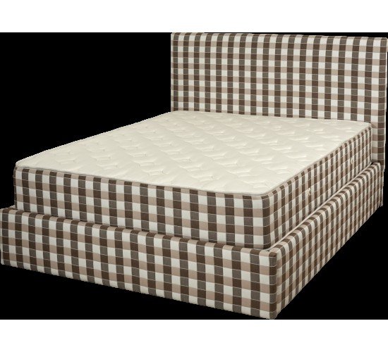 KPS/ Ντυμένο Κρεβάτι με καρό μπεζ cashmiru ύφασμα χωρίς αποθηκευτικό χώρο 090X200 εκ. 8139