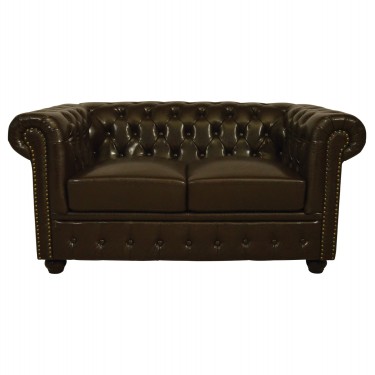 ΚΑΝΑΠΕΣ 2ΘΕΣΙΟΣ T.CHESTERFIELD HM3010.01 ΤΕΧΝΟΔΕΡΜΑ ΣΚΟΥΡΟ ΚΑΦΕ 155x90x73 εκ. 2θέσιος