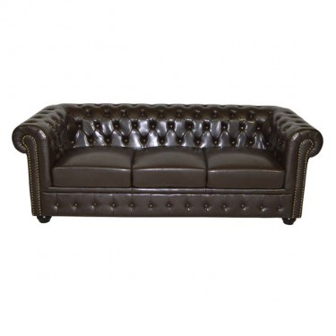 ΚΑΝΑΠΕΣ 3ΘΕΣΙΟΣ T.CHESTERFIELD HM3009.01 ΤΕΧΝΟΔΕΡΜΑ ΣΚΟΥΡΟ ΚΑΦΕ 208x90x73Υ εκ. 3θέσιος