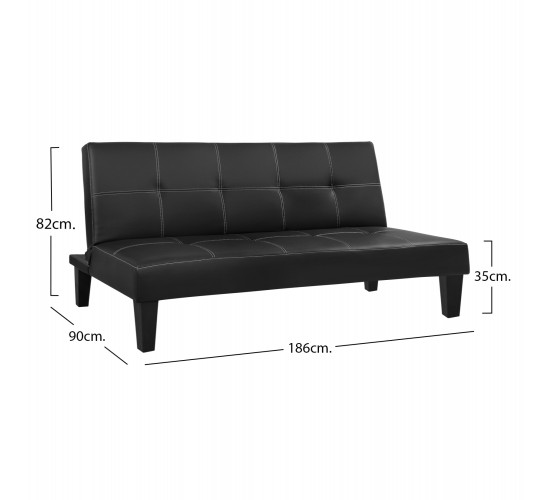 ΚΑΝΑΠΕΣ ΚΡΕΒΑΤΙ 3Θ HM3002.02 ΜΑΥΡΟΣ PU ΜΕ ΓΑΖΙΑ 186x90x82 3θέσιος