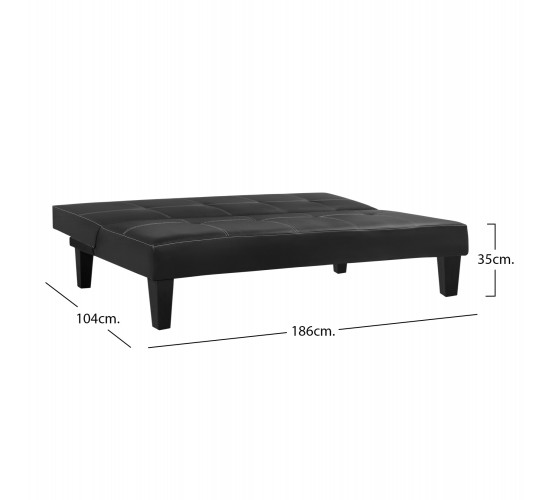 ΚΑΝΑΠΕΣ ΚΡΕΒΑΤΙ 3Θ HM3002.02 ΜΑΥΡΟΣ PU ΜΕ ΓΑΖΙΑ 186x90x82 3θέσιος