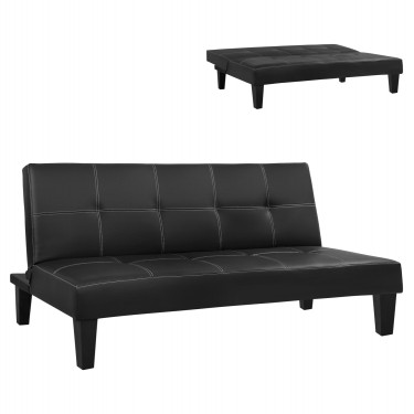 ΚΑΝΑΠΕΣ ΚΡΕΒΑΤΙ 3Θ HM3002.02 ΜΑΥΡΟΣ PU ΜΕ ΓΑΖΙΑ 186x90x82 3θέσιος