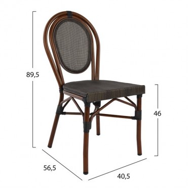 ΚΑΡΕΚΛΑ ΑΛΟΥΜΙΝΙΟΥ KASON BAMBOO LOOK ΚΑΦΕ ΜΕ TEXTLINE 40,5x56,5x89,5 εκ. HM5026