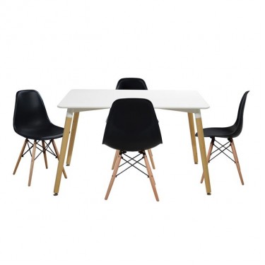 ΣΕΤ ΤΡΑΠΕΖΑΡΙΑ 5Τ ΤΡΑΠΕΖΙ MINIMAL 120x80x73 cm-TWIST ΜΑΥΡΕΣ HM10080.02 4 θέσεων
