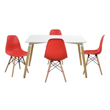 ΣΕΤ ΤΡΑΠΕΖΑΡΙΑ 5Τ ΤΡΑΠΕΖΙ MINIMAL 120x80x73 cm-TWIST ΚΟΚΚΙΝ HM10080.04 4 θέσεων