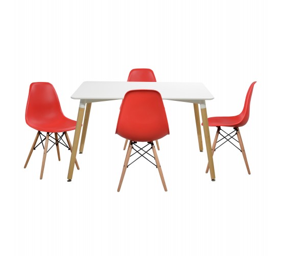 ΣΕΤ ΤΡΑΠΕΖΑΡΙΑ 5Τ ΤΡΑΠΕΖΙ MINIMAL 120x80x73 cm-TWIST ΚΟΚΚΙΝ HM10080.04 4 θέσεων