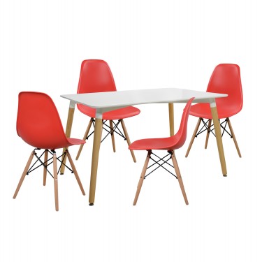 ΣΕΤ ΤΡΑΠΕΖΑΡΙΑ 5Τ ΤΡΑΠΕΖΙ MINIMAL 120x80x73 cm-TWIST ΚΟΚΚΙΝ HM10080.04 4 θέσεων