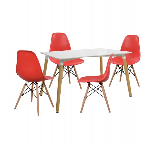 ΣΕΤ ΤΡΑΠΕΖΑΡΙΑ 5Τ ΤΡΑΠΕΖΙ MINIMAL 120x80x73 cm-TWIST ΚΟΚΚΙΝ HM10080.04 4 θέσεων