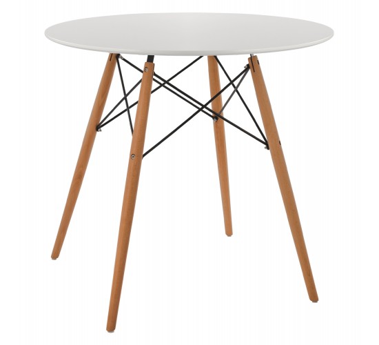 ΤΡΑΠΕΖΙ MINIMAL ΣΤΡΟΓΓΥΛΟ HM0059.01 MDF ΣΕ ΛΕΥΚΟ-ΠΟΔΙΑ ΟΞΙΑΣ ΦΥΣΙΚΟ Φ80Χ72Υεκ.