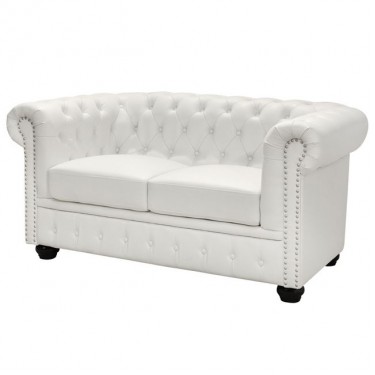ΚΑΝΑΠΕΣ 2ΘΕΣΙΟΣ T.CHESTERFIELD HM3010.02 ΤΕΧΝΟΔΕΡΜΑ ΛΕΥΚΟ ΜΑΤ 155x90x73 εκ. 2θέσιος