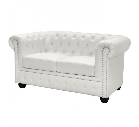 ΚΑΝΑΠΕΣ 2ΘΕΣΙΟΣ T.CHESTERFIELD HM3010.02 ΤΕΧΝΟΔΕΡΜΑ ΛΕΥΚΟ ΜΑΤ 155x90x73 εκ. 2θέσιος