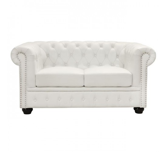 ΚΑΝΑΠΕΣ 2ΘΕΣΙΟΣ T.CHESTERFIELD HM3010.02 ΤΕΧΝΟΔΕΡΜΑ ΛΕΥΚΟ ΜΑΤ 155x90x73 εκ. 2θέσιος