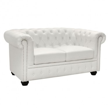 ΚΑΝΑΠΕΣ 2ΘΕΣΙΟΣ T.CHESTERFIELD HM3010.02 ΤΕΧΝΟΔΕΡΜΑ ΛΕΥΚΟ ΜΑΤ 155x90x73 εκ. 2θέσιος