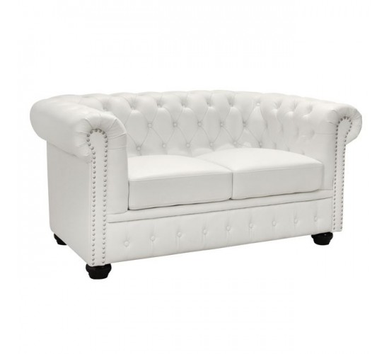 ΚΑΝΑΠΕΣ 2ΘΕΣΙΟΣ T.CHESTERFIELD HM3010.02 ΤΕΧΝΟΔΕΡΜΑ ΛΕΥΚΟ ΜΑΤ 155x90x73 εκ. 2θέσιος