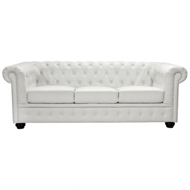 ΚΑΝΑΠΕΣ 3ΘΕΣΙΟΣ T.CHESTERFIELD HM3009.02 ΤΕΧΝΟΔΕΡΜΑ ΛΕΥΚΟ ΜΑΤ 208x90x73 εκ. 3θέσιος