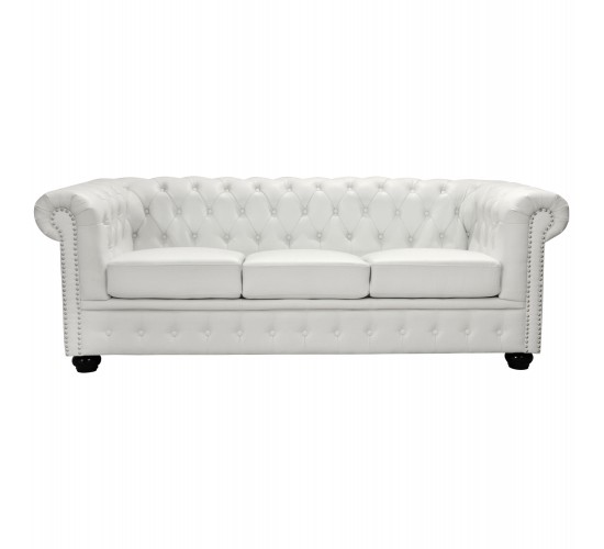 ΚΑΝΑΠΕΣ 3ΘΕΣΙΟΣ T.CHESTERFIELD HM3009.02 ΤΕΧΝΟΔΕΡΜΑ ΛΕΥΚΟ ΜΑΤ 208x90x73 εκ. 3θέσιος