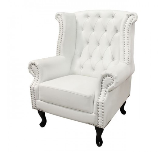 ΠΟΛΥΘΡΟΝΑ-ΜΠΕΡΖΕΡΑ T.CHESTERFIELD POLINA HM0053.02 PU ΛΕΥΚΟ ΜΑΤ 83x75x107Yεκ.