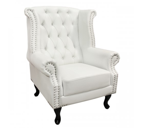 ΠΟΛΥΘΡΟΝΑ-ΜΠΕΡΖΕΡΑ T.CHESTERFIELD POLINA HM0053.02 PU ΛΕΥΚΟ ΜΑΤ 83x75x107Yεκ.