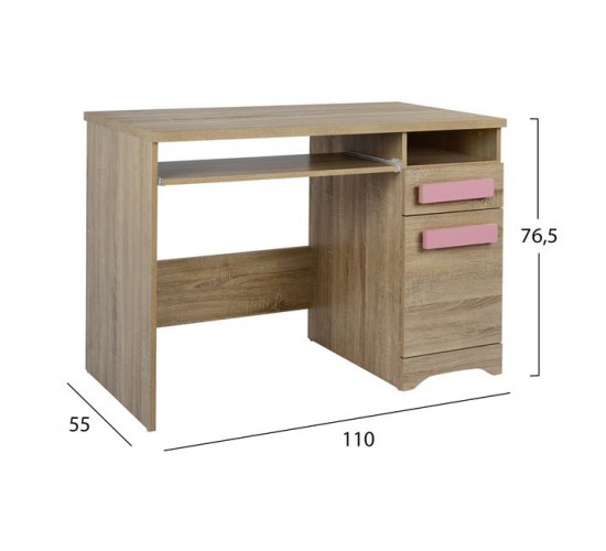 ΓΡΑΦΕΙΟ PLAYROOM SONAMA  ΡΟΖ ΧΕΡΟΥΛΙ HM11154.02 110X55X76.5