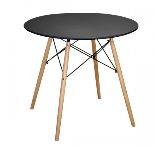 ΤΡΑΠΕΖΙ MINIMAL ΣΤΡΟΓΓΥΛΟ HM0059.02 MDF ΣΕ ΜΑΥΡΟ-ΠΟΔΙΑ ΟΞΙΑΣ ΦΥΣΙΚΟ Φ80Χ72Υεκ.
