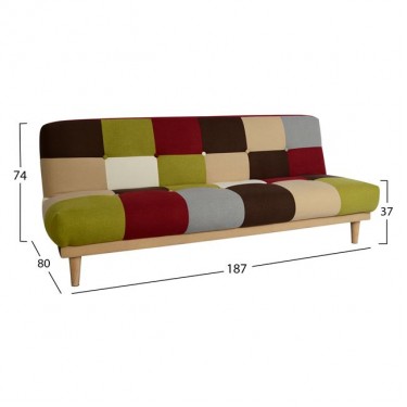 ΚΑΝΑΠΕΣ ΚΡΕΒΑΤΙ 3Θ HM3003 LEONARDO MIXED COLOR 180x80x75Υεκ. 3θέσιος