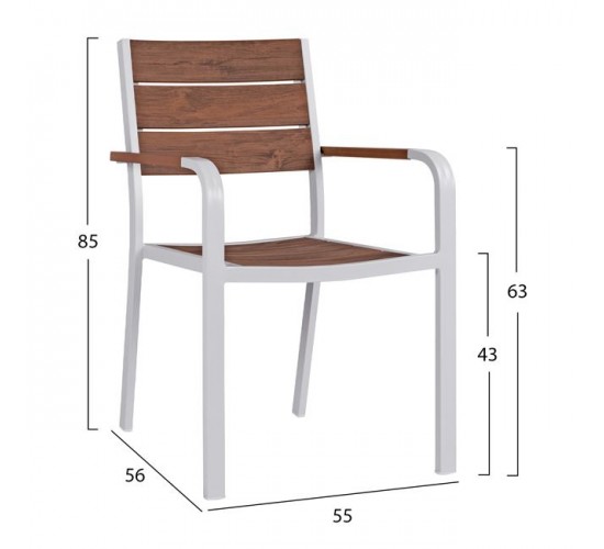 ΠΟΛΥΘΡΟΝΑ ΑΛΟΥΜΙΝΙΟΥ SAGA ΛΕΥΚΗ ΜΕ POLYWOOD HM5127.01 55x56x85Υ εκ.
