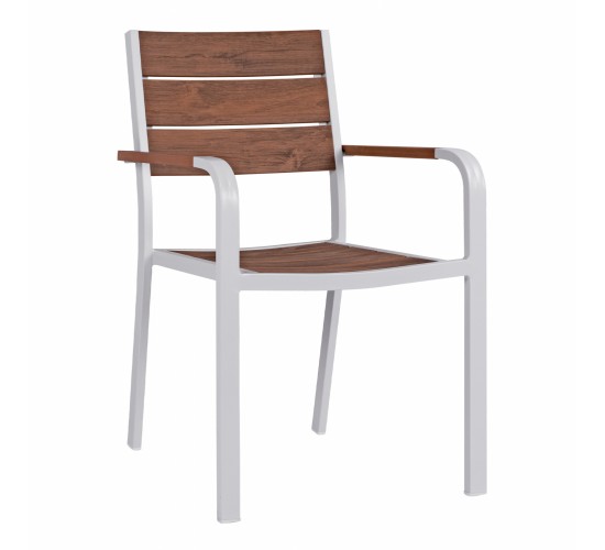 ΠΟΛΥΘΡΟΝΑ ΑΛΟΥΜΙΝΙΟΥ SAGA ΛΕΥΚΗ ΜΕ POLYWOOD HM5127.01 55x56x85Υ εκ.