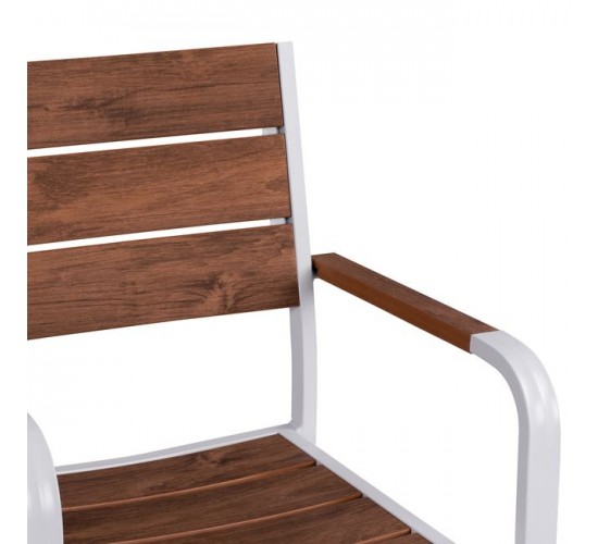 ΠΟΛΥΘΡΟΝΑ ΑΛΟΥΜΙΝΙΟΥ SAGA ΛΕΥΚΗ ΜΕ POLYWOOD HM5127.01 55x56x85Υ εκ.