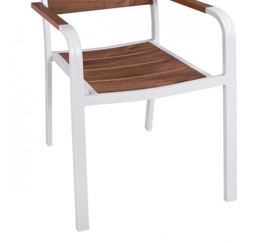 ΠΟΛΥΘΡΟΝΑ ΑΛΟΥΜΙΝΙΟΥ SAGA ΛΕΥΚΗ ΜΕ POLYWOOD HM5127.01 55x56x85Υ εκ.