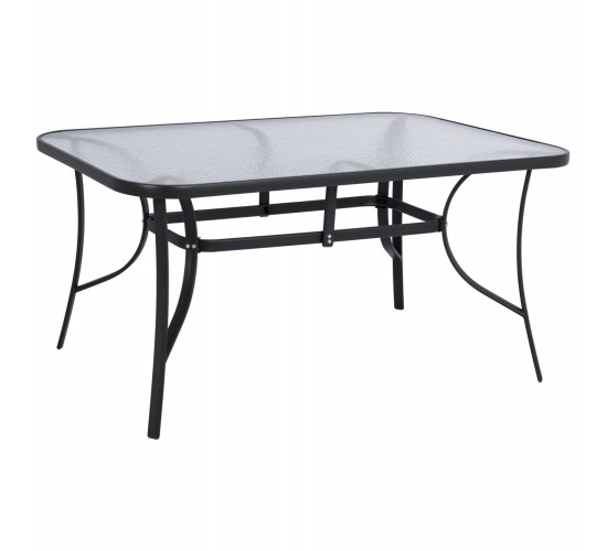 ΤΡΑΠΕΖΙ BRUNO 150X90Χ72Υεκ. ΓΚΡΙ ΜΕΤΑΛΛΙΚΟ ΜΕ ΓΥΑΛΙΝΗ ΕΠΙΦΑΝΕΙΑ HM5145.01