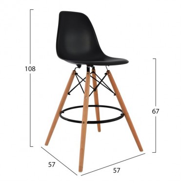 ΣΚΑΜΠΟ ΜΠΑΡ RENATA HM0173.02 ΜΑΥΡΟ 47x50x108Υ εκ.
