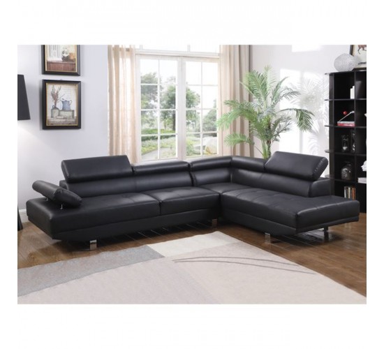 ΚΑΝΑΠΕΣ ΓΩΝΙΑ GORO ΔΕΞΙΑ HM3084.02R ΑΠΟ ΜΑΥΡΟ PU 270x200x87 εκ.