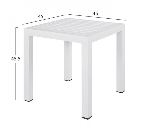 ΤΡΑΠΕΖΙ ΑΛΟΥΜΙΝΙΟΥ QIANA HM5402.01 ΛΕΥΚΟ 45x45x45,5 εκ.