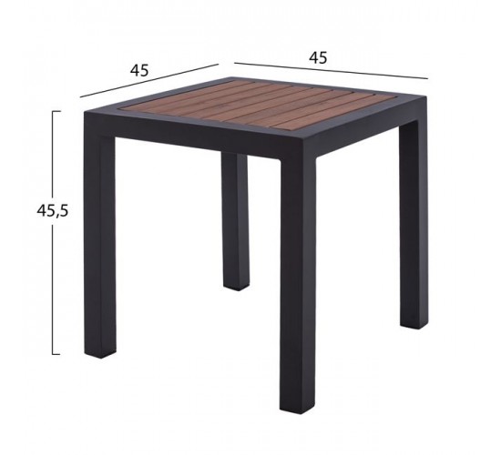 ΤΡΑΠΕΖΙ ΑΛΟΥΜΙΝΙΟΥ SABRA HM5403.02 ΓΚΡΙ ΜΕ POLYWOOD 45Χ45X45,5Yεκ.