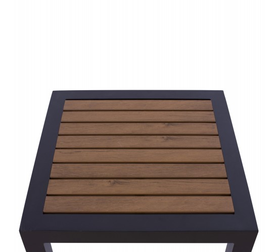 ΤΡΑΠΕΖΙ ΑΛΟΥΜΙΝΙΟΥ SABRA HM5403.02 ΓΚΡΙ ΜΕ POLYWOOD 45Χ45X45,5Yεκ.