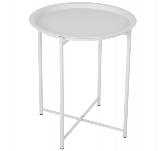 ΤΡΑΠΕΖΙ ΠΤΥΣΣΟΜΕΝΟ ΜΕ ΑΠΟΣΠΩΜΕΝΟ ΔΙΣΚΟ SAMUEL ΜΕΤΑΛΛΙΚΟ ΛΕΥΚΟ Φ45x52 εκ. HM5287.02