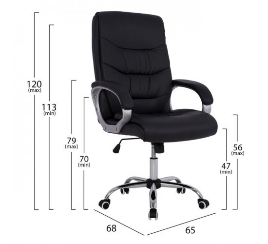 ΚΑΡΕΚΛΑ ΓΡΑΦΕΙΟΥ ZAMORA HM1087.01 ΣΕ ΜΑΥΡΟ ΧΡΩΜΑ 65x68x120 εκ.