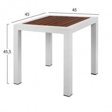 ΤΡΑΠΕΖΙ ΑΛΟΥΜΙΝΙΟΥ SABRA HM5403.01 ΛΕΥΚΟ ΜΕ POLYWOOD 45Χ45Χ45,5Y εκ.