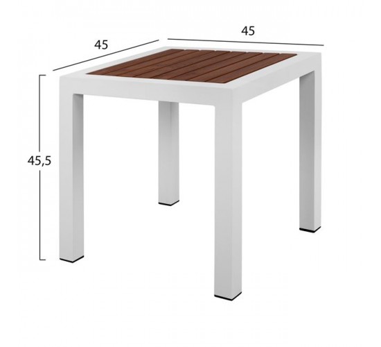 ΤΡΑΠΕΖΙ ΑΛΟΥΜΙΝΙΟΥ SABRA HM5403.01 ΛΕΥΚΟ ΜΕ POLYWOOD 45Χ45Χ45,5 εκ.