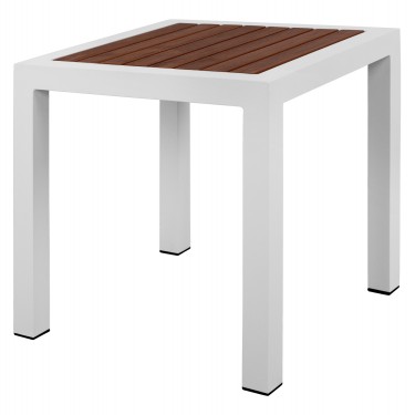 ΤΡΑΠΕΖΙ ΑΛΟΥΜΙΝΙΟΥ SABRA HM5403.01 ΛΕΥΚΟ ΜΕ POLYWOOD 45Χ45Χ45,5Y εκ.