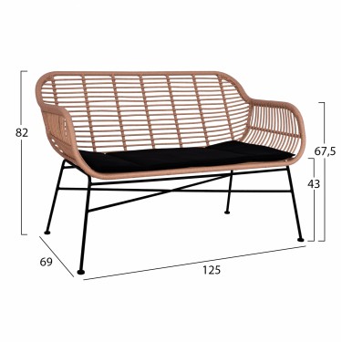 ΣΕΤ ΣΑΛΟΝΙ 4ΤΜΧ ALLEGRA HM5460 ΜΕΤΑΛΛΟ & WICKER ΣΕ ΜΠΕΖ ΧΡΩΜΑ 4 θέσεων