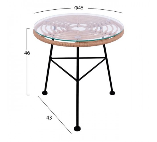 ΣΕΤ ΕΞΩΤΕΡΙΚΟΥ ΧΩΡΟΥ 3ΤΜΧ ALLEGRA HM10335 ΜΠΕΖ WICKER-ΜΕΤΑΛΛΟ 2 θέσεων