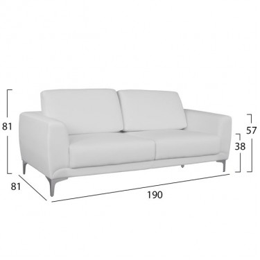 ΚΑΝΑΠΕΣ 3ΘΕΣΙΟΣ KENZIE HM3121.32 ΜΕ ΛΕΥΚΟ PU 190x81x81 εκ. 3θέσιος