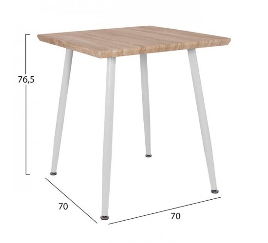 ΤΡΑΠΕΖΙ ΤΡΑΠΕΖΑΡΙΑΣ PALOMA HM8335.02, 70Χ70X76,5, SONOMA, ΛΕΥΚΑ ΠΟΔΙΑ