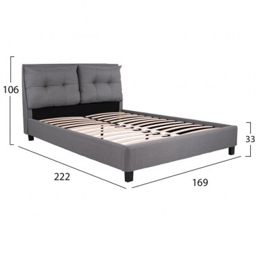 ΚΡΕΒΑΤΙ BILLIE 160x200 εκ. ΜΕ ΥΦΑΣΜΑ ΓΚΡΙ HM551.05 Υπέρδιπλο