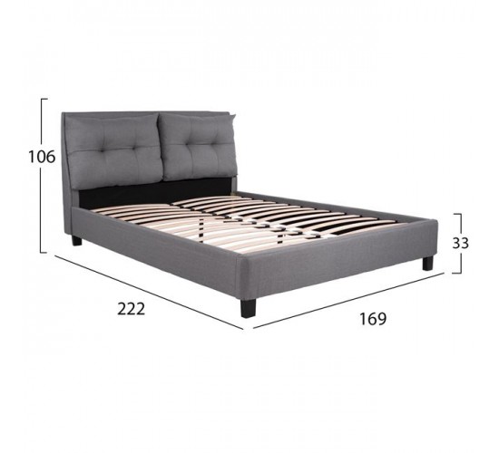ΚΡΕΒΑΤΙ BILLIE 160x200 εκ. ΜΕ ΥΦΑΣΜΑ ΓΚΡΙ HM551.05 Υπέρδιπλο